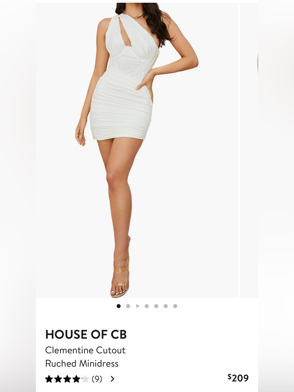 House of CB Pale Lime One-Shoulder Ruched Mini Dress